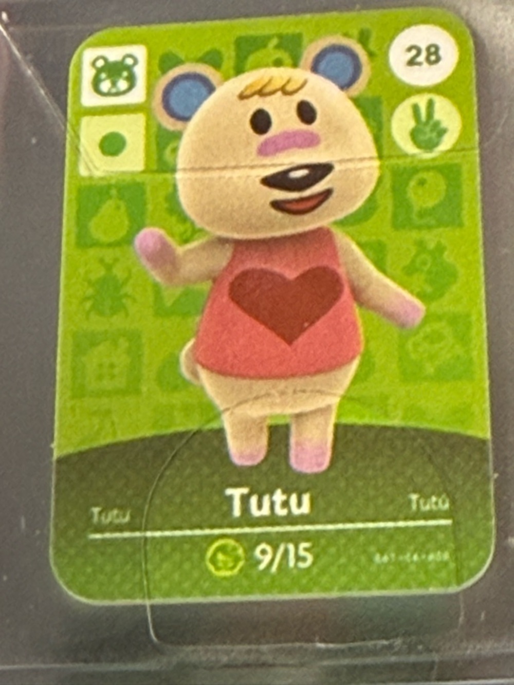 Tutu Animal Crossing #28 New Horizons Amiibo NFC Mini Card VG